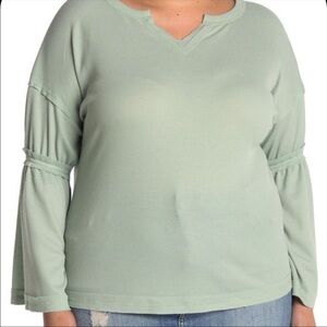 NWT ❤️ Nordstrom - Baea Sage Green Thermal Waffle Top - 1X